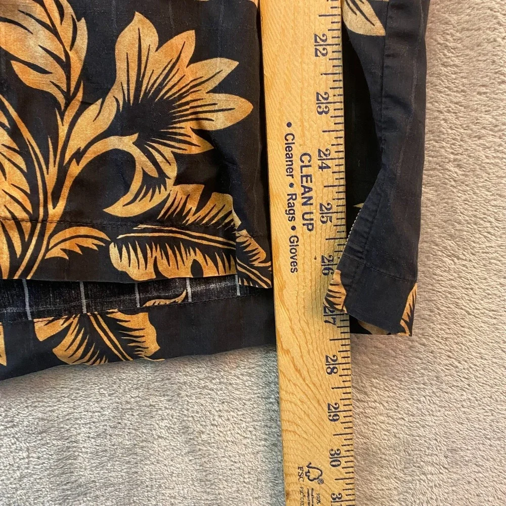 Reyn Spooner Aloha Hawaiian Shirt Black Gold Floral Size Not Tagged